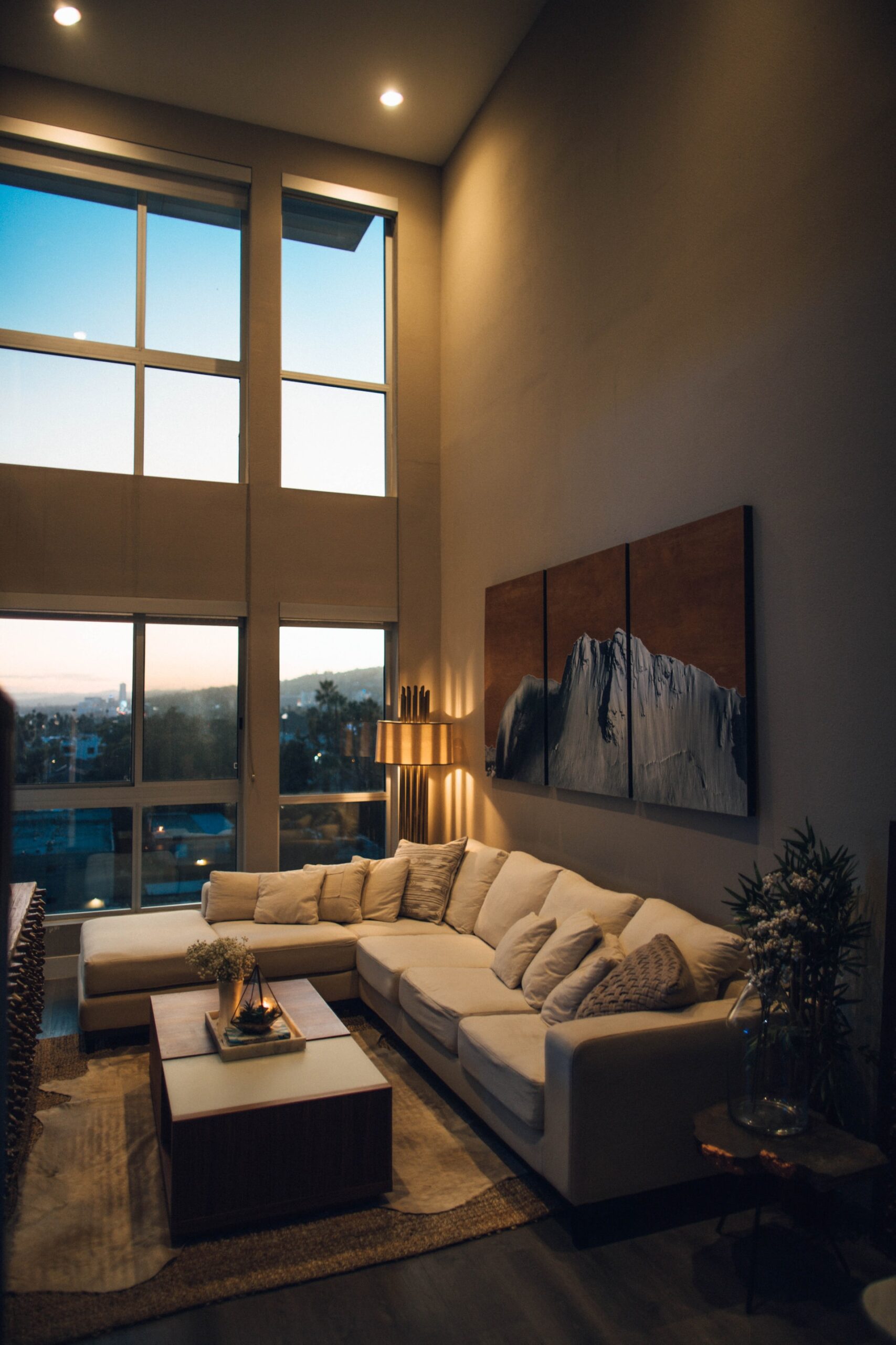 Living Room with warm lights